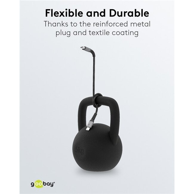 Goobay USB-Ladegerät | 1x USB-C PD | inkl. USB-C Kabel | 65W | Schwarz | 1 Meter