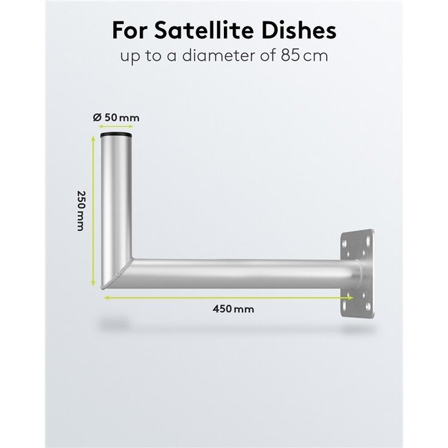 Goobay Wandhalterung für Satellitenschüssel | 45 cm Abstand | 50 mm Durchmesser | Silber