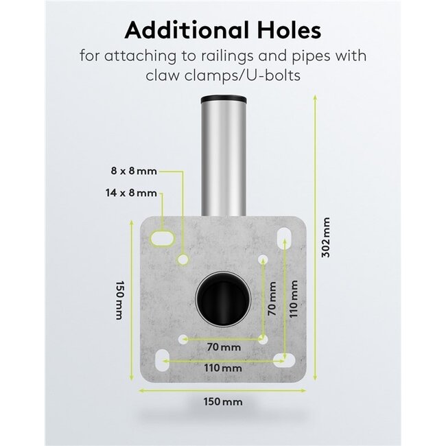 Goobay Wandhalterung für Satellitenschüssel | 45 cm Abstand | 50 mm Durchmesser | Silber