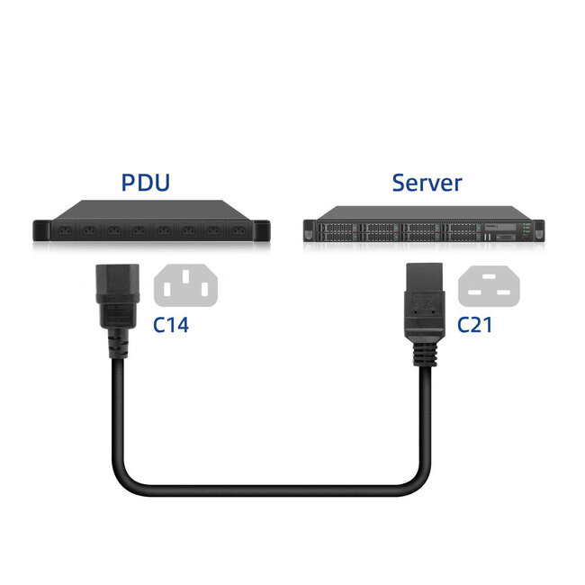 C21 - C14 Stromkabel für UPS/PDU | 3x1,00mm² | Schwarz | 2 Meter