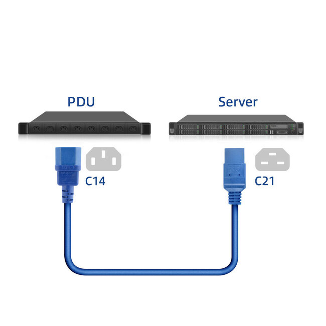 C21 - C14 Stromkabel für UPS/PDU | 3x 1,00mm² | Blau | 1,5 m