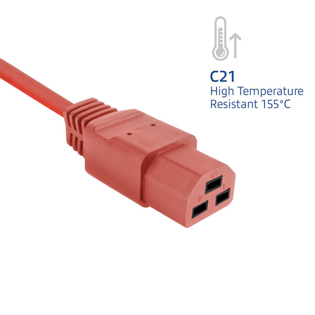 C21-C14 Stromkabel für UPS/PDU | 3x1,00mm² | Rot | 2,5m