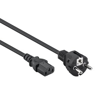 MaxTrack C13 (gerade) - CEE 7/7 (gerade) Stromkabel | 3x 0,75mm² | Schwarz | 2 Meter