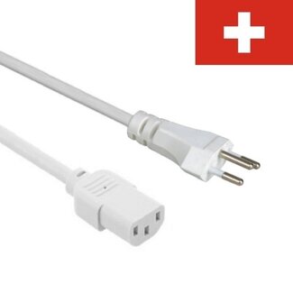 Goobay C13 (gerade) - Typ J / Schweiz (gerade) Stromkabel | 3x 0,75mm² | Weiß | 2 Meter