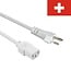C13 (gerade) - Typ J / Schweiz (gerade) Stromkabel | 3x 0,75mm² | Weiß | 2 Meter