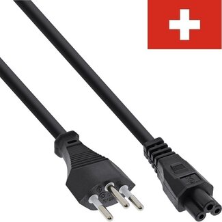 Goobay C5 (gerade) - Typ J / Schweiz (gerade) Stromkabel | 3x 0,75mm² | Schwarz | 1,8 m