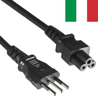 Nedis C5 Stromkabel gerade - Typ L / Italien | 3x 0,75mm² | Schwarz | 2 Meter