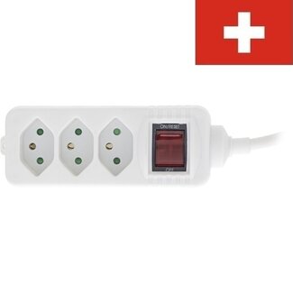 InLine Steckdosenleiste mit 3 Steckplätzen und Schalter | Typ J Schweiz | Weiß | 1,5 m