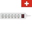 Steckdosenleiste 6-fach mit Schalter | Typ J Schweiz | Weiß | 1,5 m