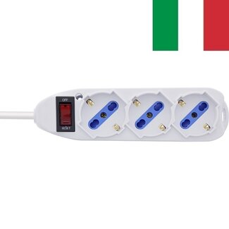InLine Steckdosenleiste 3-fach mit Schalter Typ L/F Italien Westeuropa Weiß 1,5m