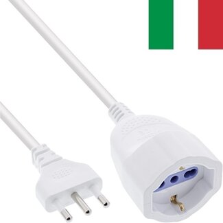 InLine Stromverlängerungskabel Typ L / Italien (m) - Typ L/F / Italien/Westeuropa (w) | 3x1,00mm² | Weiß | 3 Meter