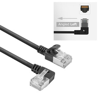 ACT UFTP CAT6a Slimline Netzwerkkabel | Winkel-/Gerade Stecker | LSZH | Schwarz | 2 Meter