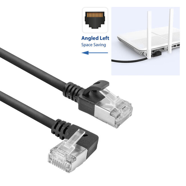 UFTP CAT6a Slimline Netzwerkkabel | Winkel-/Gerade Stecker | LSZH | Schwarz | 5 Meter