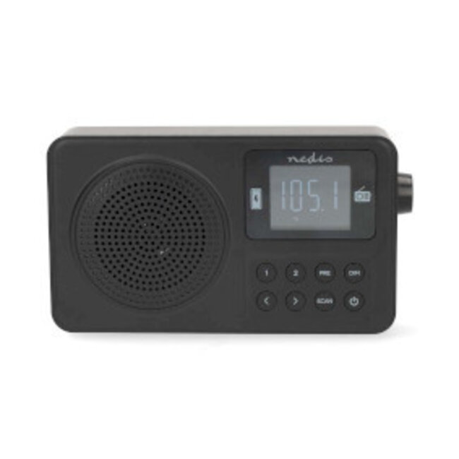 Tragbares FM-Radio | Akku/USB | Digital | 2W | 1,77" Schwarz-Weiß Display | Bluetooth® | Kopfhöreranschluss | Wecker | Schwarz