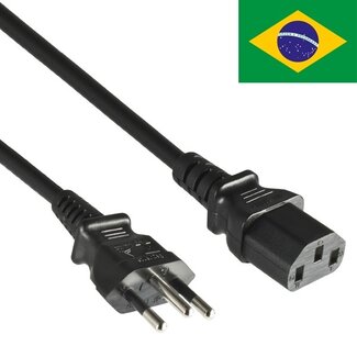 DINIC C13 (gerade) - Typ N / Brasilien (gerade) Stromkabel | 3x1,00mm² | Schwarz | 3 Meter