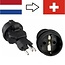 Reiseadapter West-Europa (Typ F) auf Schweiz (Typ J) | Schwarz