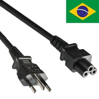 DINIC C5 (gerade) - Typ N / Brasilien (gerade) Netzkabel | 3x 0,75mm | Schwarz | 1,8 Meter