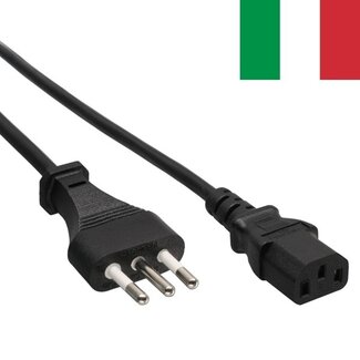 ACT C13 Stromkabel gerade - Typ L / Italien (gerade) | 3x 1,00mm² | Schwarz | 2,5 m