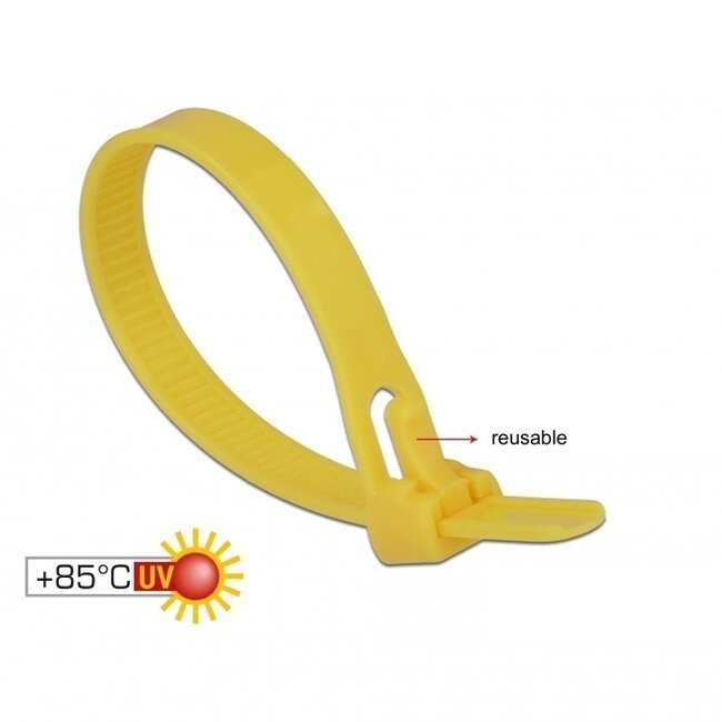 Kabelbinder wiederverwendbar hitzebeständig 150x7,5mm gelb 100 Stück