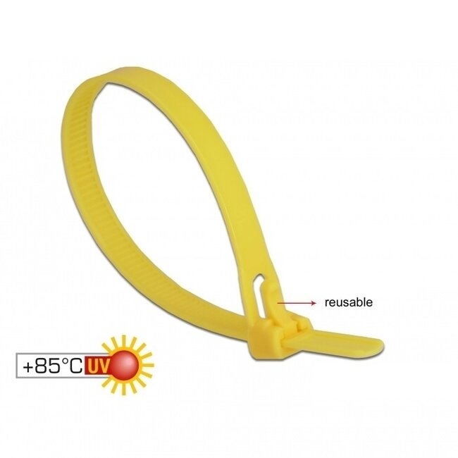 Kabelbinder wiederverwendbar hitzebeständig 200x7,5mm gelb 100 Stück