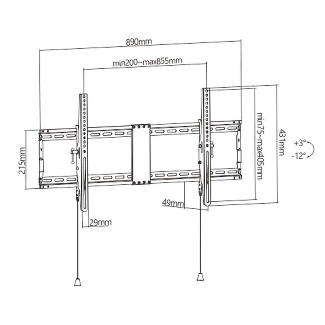 Gembird TV-Wandhalterung | bis 90 Zoll | neigbar