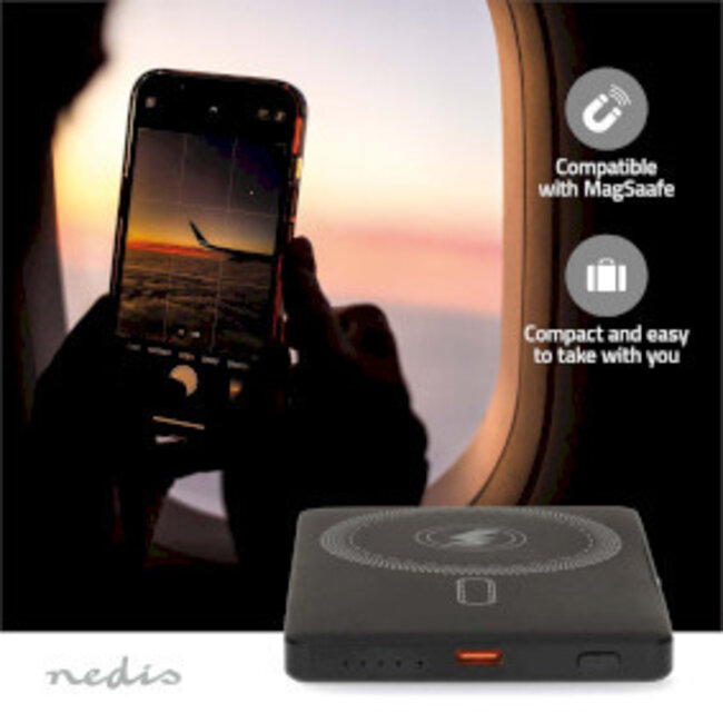 Powerbank 5000 mAh | Kabelloses Laden | 1x USB-C™ Ausgang/Eingang | PD3.0 20W | Lithium-Polymer