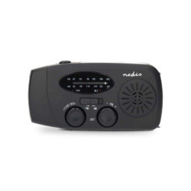 Notfallradio Tischmodell AM/FM Powerbank Akku/Handkurbel/USB Schwarz