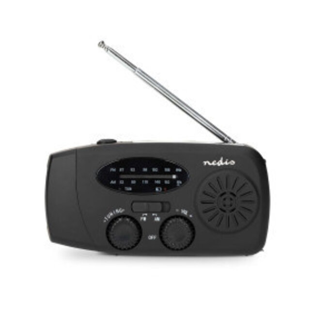 Notfallradio Tischmodell AM/FM Powerbank Akku/Handkurbel/USB Schwarz