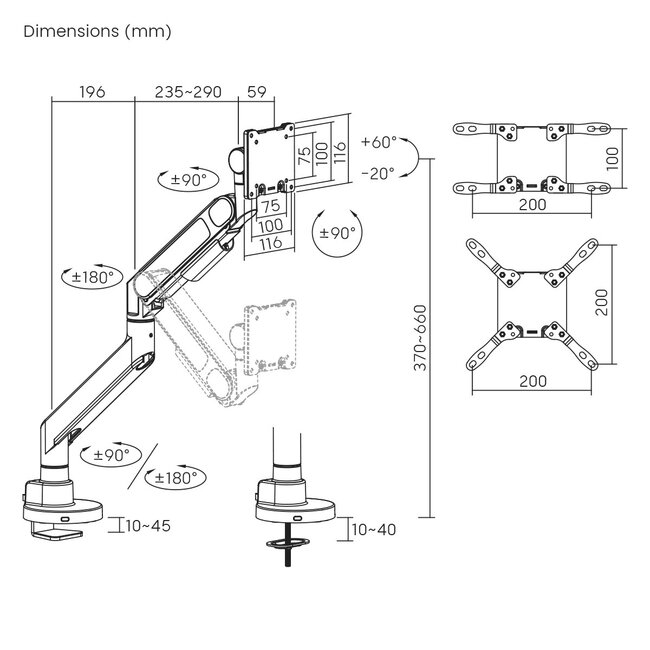 My Wall Monitorhalterung bis 57 Zoll | interaktiv | schwarz
