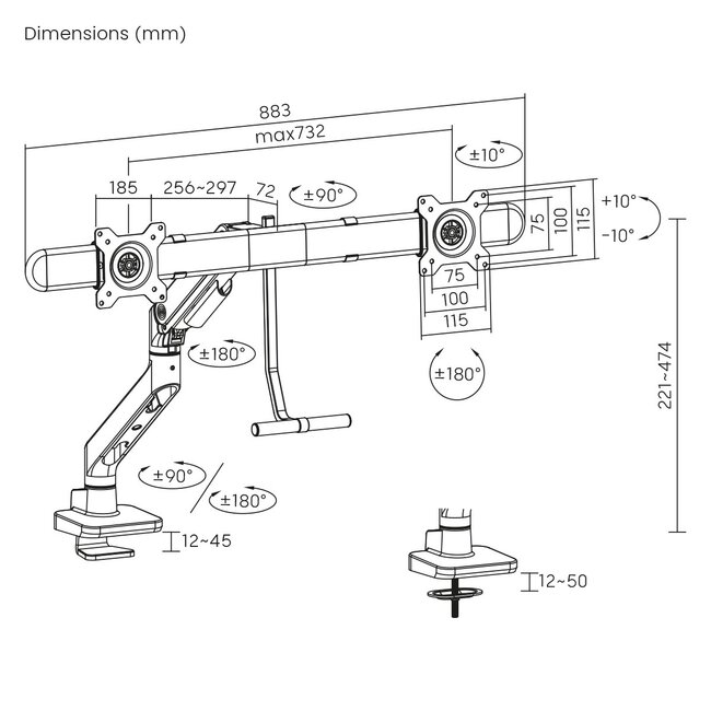 My Wall Schwenkarm für 2 Monitore bis 32 Zoll | Querträger | Interaktiv