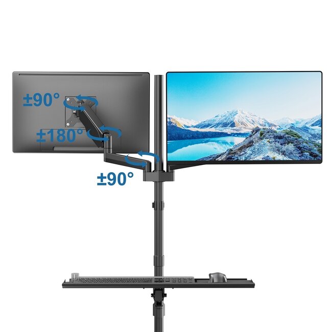 My Wall Bodenständer für 2 Monitore bis 32 Zoll mit Tastatur/Maus | interaktiv