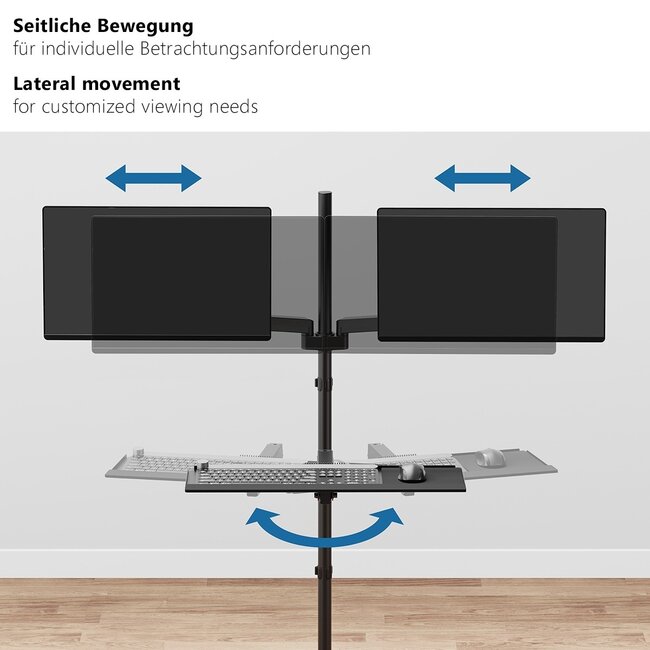 My Wall Bodenständer für 2 Monitore bis 32 Zoll mit Tastatur/Maus | interaktiv