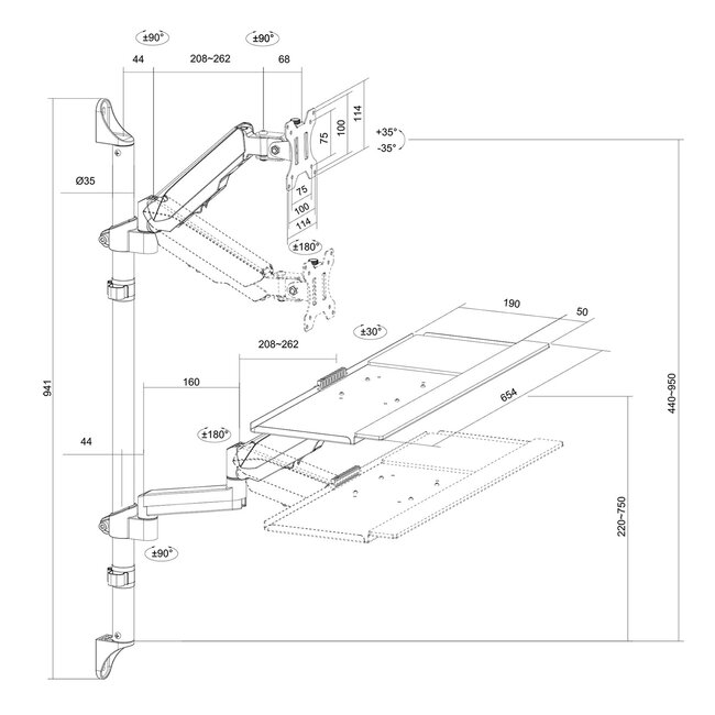 My Wall Monitorhalterung bis 32 Zoll mit Tastatur- und Mausablage | Interaktiv