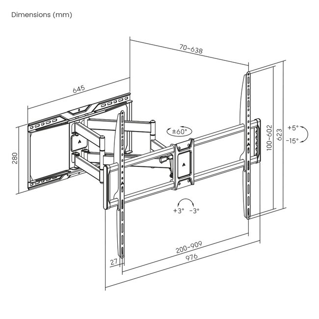 My Wall TV-Wandhalterung | bis 105 Zoll | Full Motion | 3 Drehpunkte