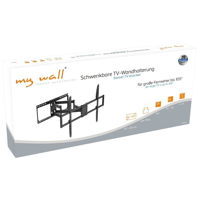 My Wall TV-Wandhalterung | bis 105 Zoll | Full Motion | 3 Drehpunkte
