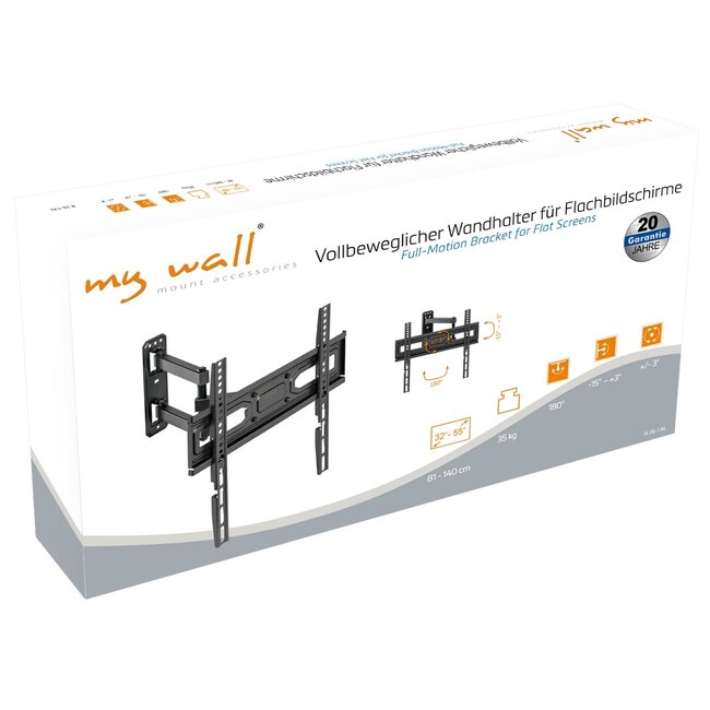 My Wall TV-Wandhalterung | bis 55 Zoll | Full Motion | 3 Drehpunkte | Schwarz