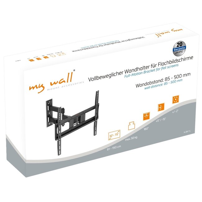 My Wall TV-Wandhalterung | bis 75 Zoll | Full Motion | 3 Drehpunkte