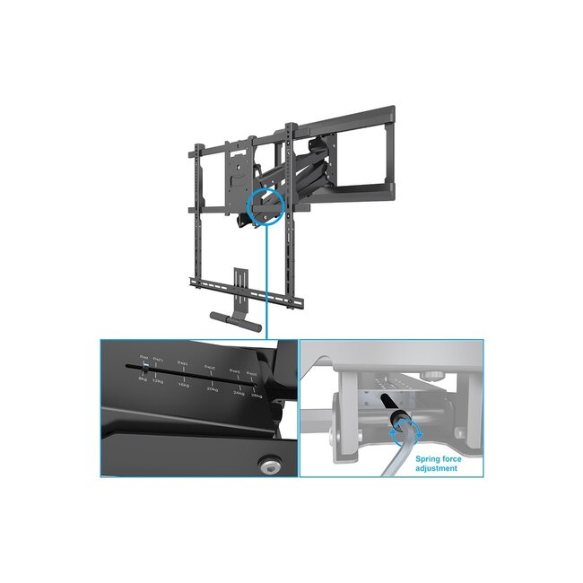 My Wall TV-Wandhalterung mit Soundbar-Halter | bis 65 Zoll | interaktiv | 3 Drehpunkte