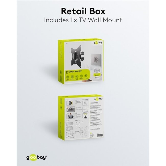 Goobay TV-Wandhalterung | bis 42 Zoll | Full Motion | 1 Drehpunkt