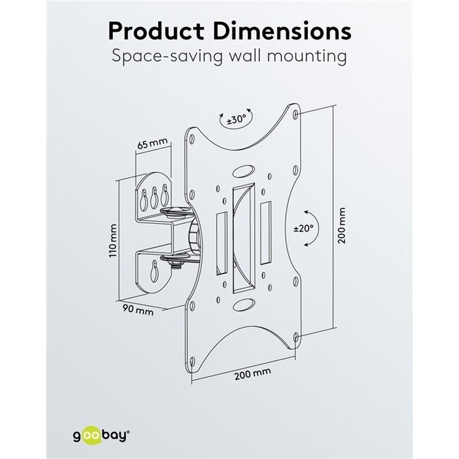 Goobay TV-Wandhalterung | bis 42 Zoll | Full Motion | 1 Drehpunkt