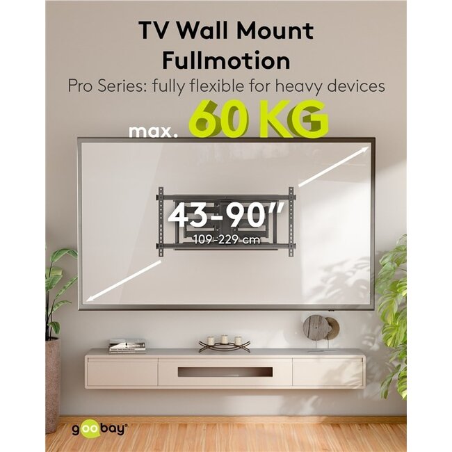 Goobay Pro TV-Wandhalterung | bis 90 Zoll | Full Motion | lang