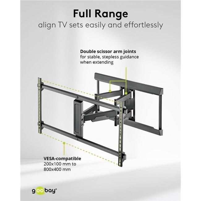 Goobay Pro TV-Wandhalterung | bis 90 Zoll | Full Motion | lang