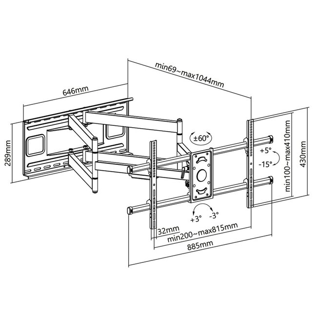 Goobay Pro TV-Wandhalterung | bis 90 Zoll | Full Motion | extra lang