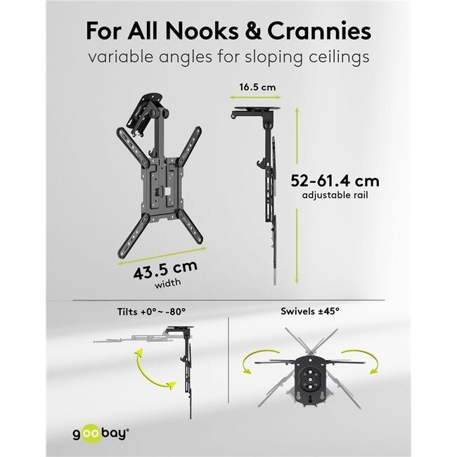 Goobay TV-Deckenhalterung | bis 55 Zoll | klappbar