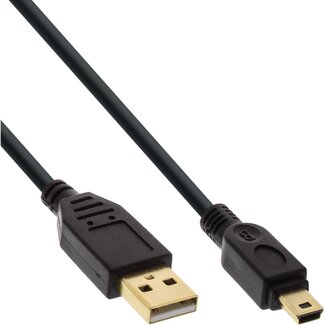 InLine Mini USB- auf USB-A Kabel | vergoldet | USB 2.0 | 2,5W | Schwarz | 5 Meter