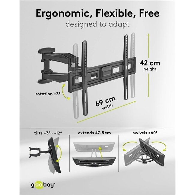 Goobay TV-Wandhalterung | bis 80 Zoll | Full Motion | lang