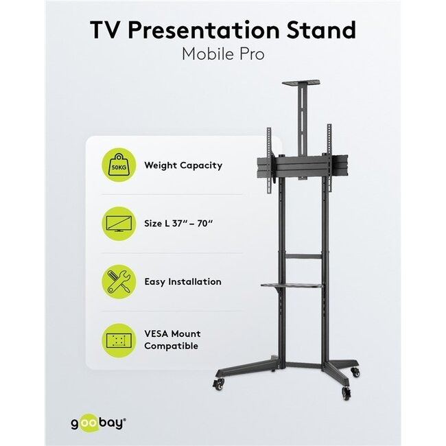 Goobay Pro TV-Standfuß | bis 70 Zoll | fahrbar | neigbar