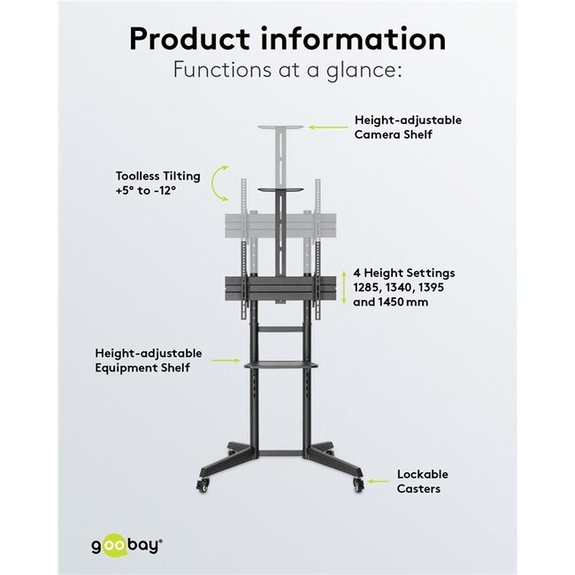 Goobay Pro TV-Standfuß | bis 70 Zoll | fahrbar | neigbar