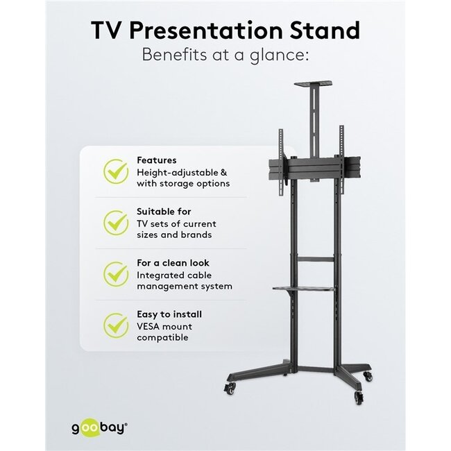 Goobay Pro TV-Standfuß | bis 70 Zoll | fahrbar | neigbar