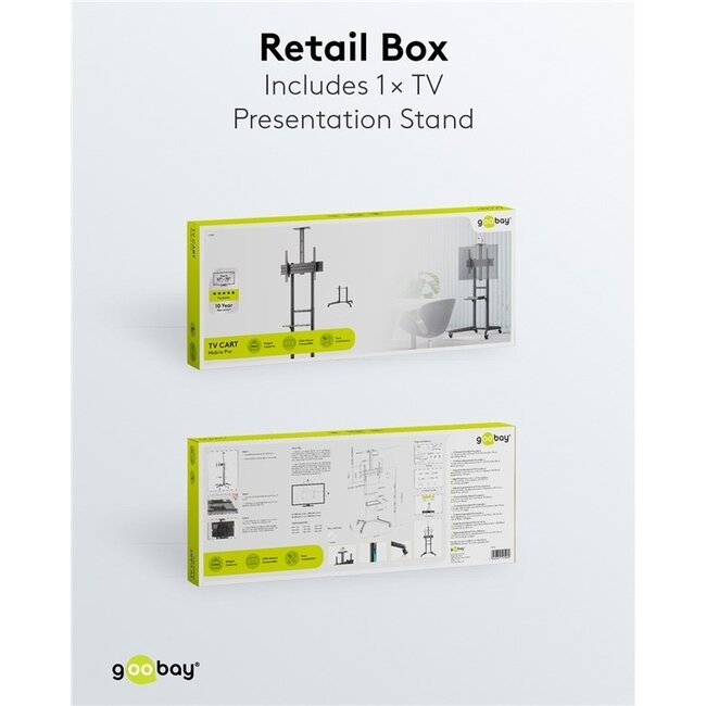 Goobay Pro TV-Standfuß | bis 70 Zoll | fahrbar | neigbar